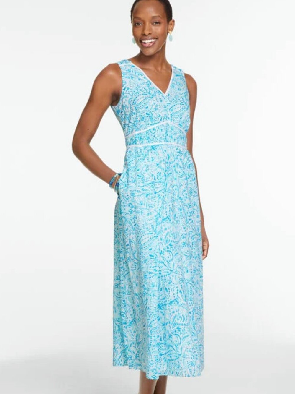 Talbots Voile Fit Flare Dress - Watercolor Medallion